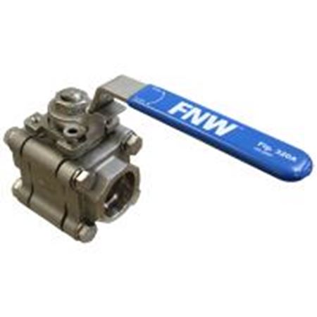 Picture of FNW 1/2 in. Stainless Steel 2000# Solvent Weld 3-Piece Full Port Ball Valve Latch Lock Lever