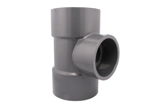 Picture of 4" X 3" PVC 80 RED TEE SW