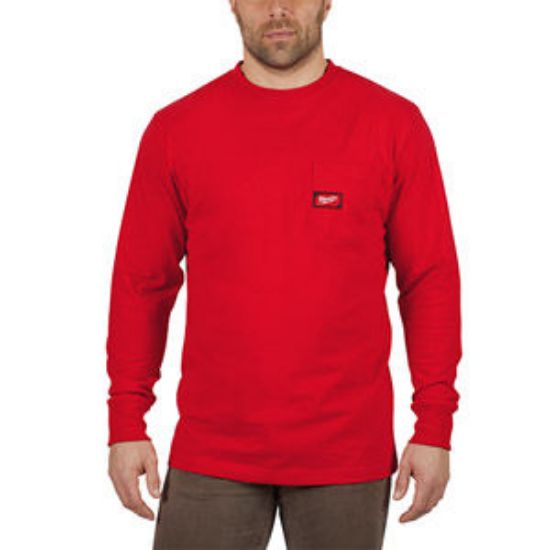 Picture of 602R-2X HD POCKET TEE LS RED 2X