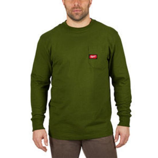 Picture of 602OG-XL HD POCKET TEE LS GREEN XL