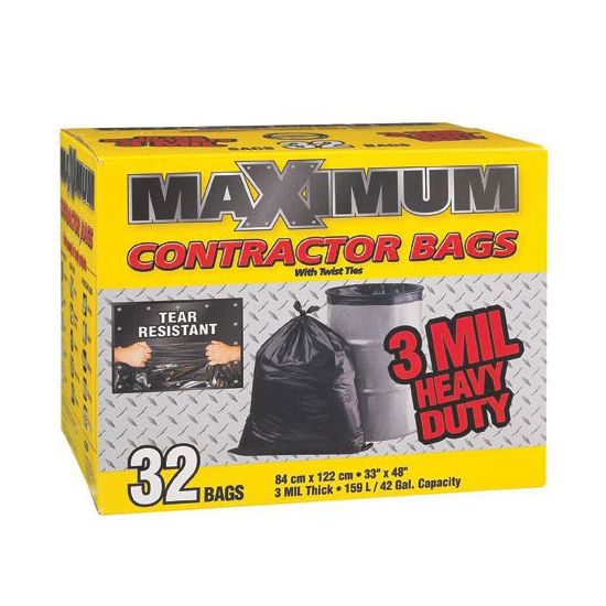 Image sur 33483 33X48 MAXIMUM 3MIL BLACK BAG 32'S