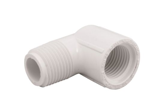 Picture of 1-1/2" X 90D PVC 40 MIP X FIP ELBOW WHI