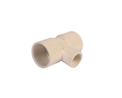 Picture of 11/4" X 3/4" PVC 40 TEE SW X FIP WHITE