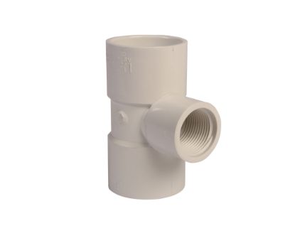 Picture of 11/2" X 1" PVC 40 TEE SW X FIP WHITE