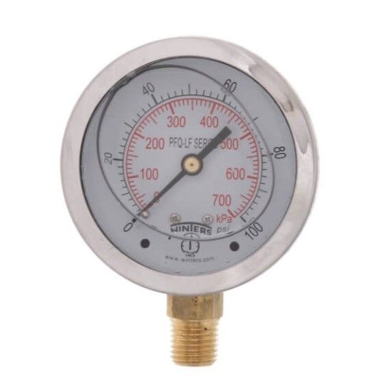 Picture of PFQ804LF 21/2 0-100 LIQ.F GAUGE 1/4 BTM